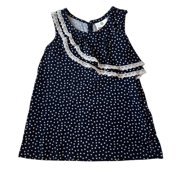 Hanna Andersson Other - Hanna Andersson Navy Polka Dot Ruffled Top 110